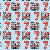 7Th Birthday Wrapping Paper For Boys, Mini Roll, Happy Seventh Birthday Truck Stripes, 17 Inches X 16.4 Feet, Perfect For Boys' Parties