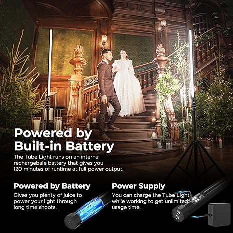 TLX4C 4FT RGB Tube Light Full Color RGBWW LED Video Light Stick with App DMX Control