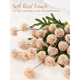 6Pcs Fake Flowers Faux Silk Pompon Mums, Bulk Fake Mini Chrysanthemums With Stems, Artificial Kiku Flowers For Vase Diy Centerpieces Bouquet Floral Arrangements Decorations, Beige