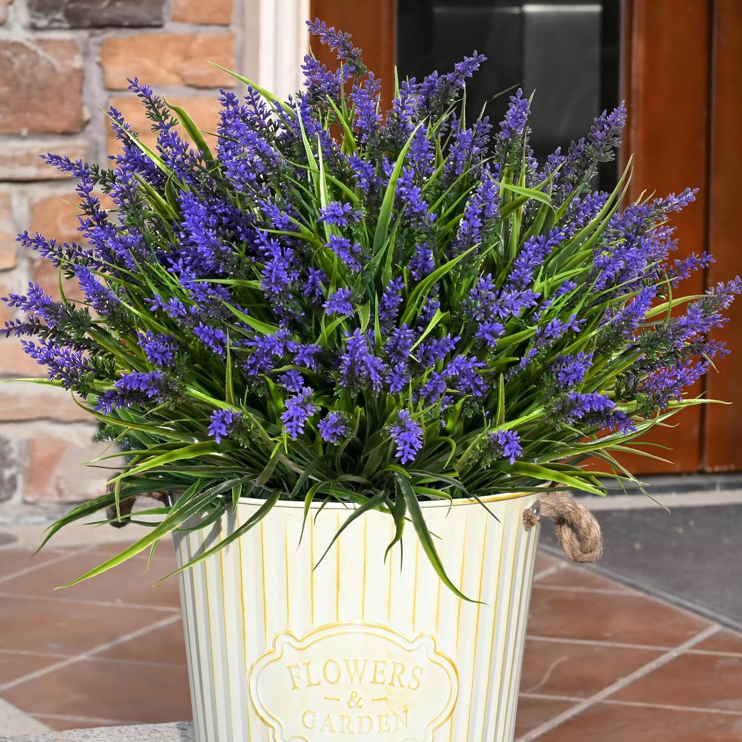 20 Bundles Artificial Plants Outdoor,Fake Flowers Uv Resistant Outdoor Fake Plants,Faux Lavender Shrubs For Window Garden Patio Hanging Planter Pathway Front Porch (Purple)