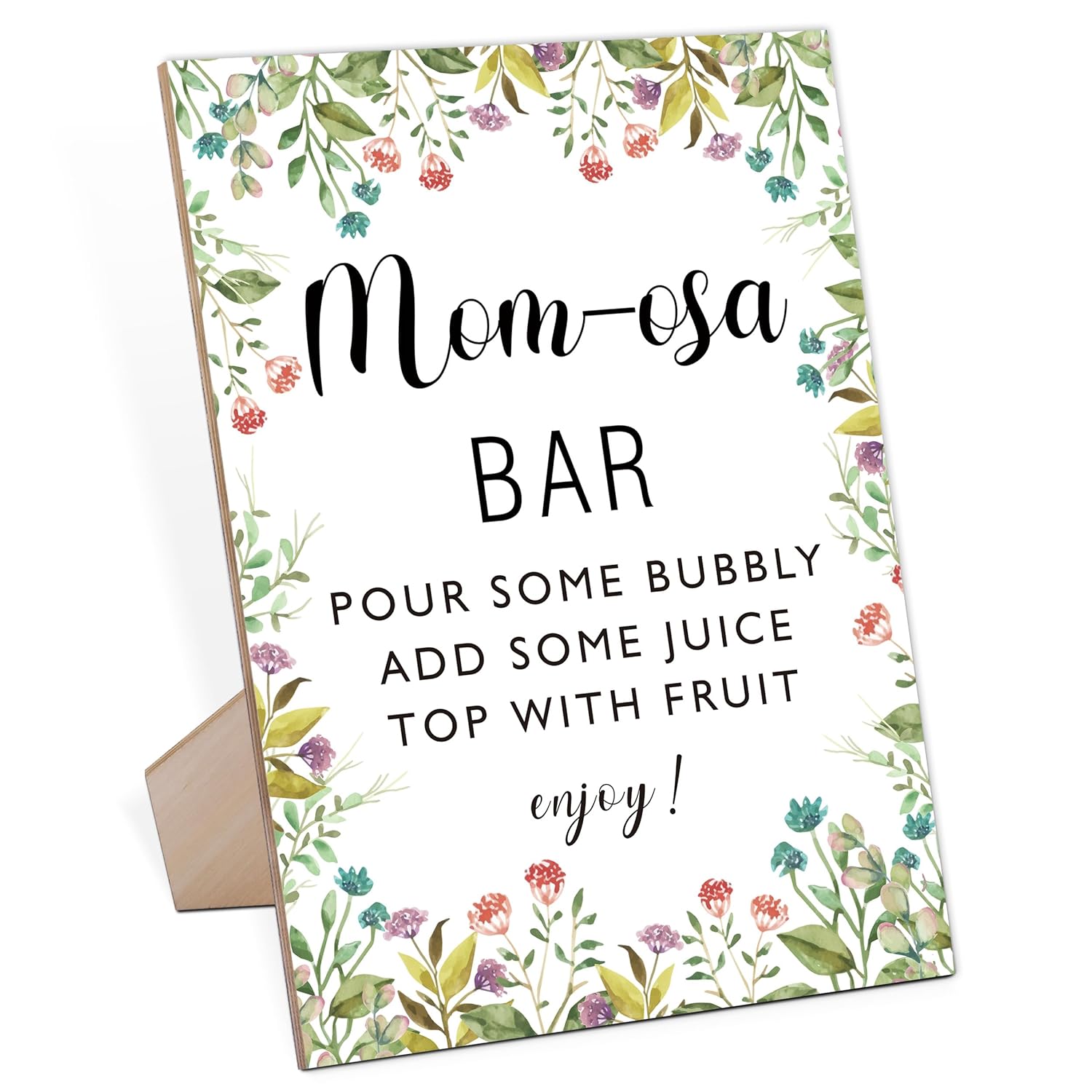 Mom-Osa Bar Garden Theme Baby Shower Sign,Wooden Game Sign With Stand,Baby Shower Decoration,Baby Shower Welcome Sign,Bar Decoration,Party Favors Supplies,Gender Reveal Decoration Ideas-16