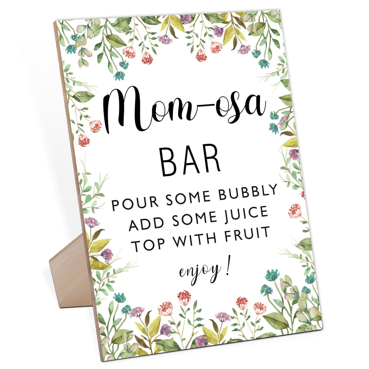 Mom-Osa Bar Garden Theme Baby Shower Sign,Wooden Game Sign With Stand,Baby Shower Decoration,Baby Shower Welcome Sign,Bar Decoration,Party Favors Supplies,Gender Reveal Decoration Ideas-16