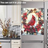 Red Cardinal Christmas Wreath Dishwasher Magnet Cover Sticker Panel Decal Refrigerator Magnetic Decorative