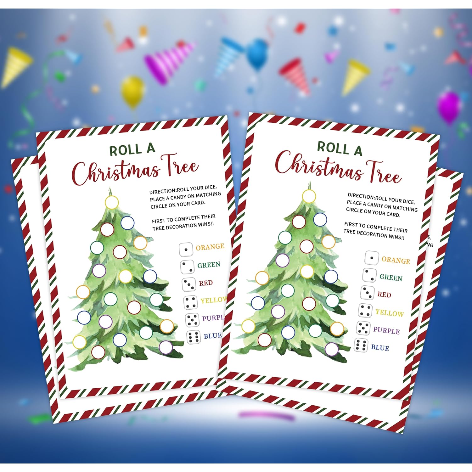 Roll A Christmas Tree Game, Christmas Candy Games, Christmas Party Supplies, For Activities And Family Party Games, Winter Activity, 25 Game Cards-2