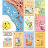 24 Pack Food Valentines Cards For Kids, 8 Cute Designs Food Pun Valentine'S Day Cards For School Classroom Exchange, Boxed Funny Valentines Gifts For Boys Girls, 4X6In