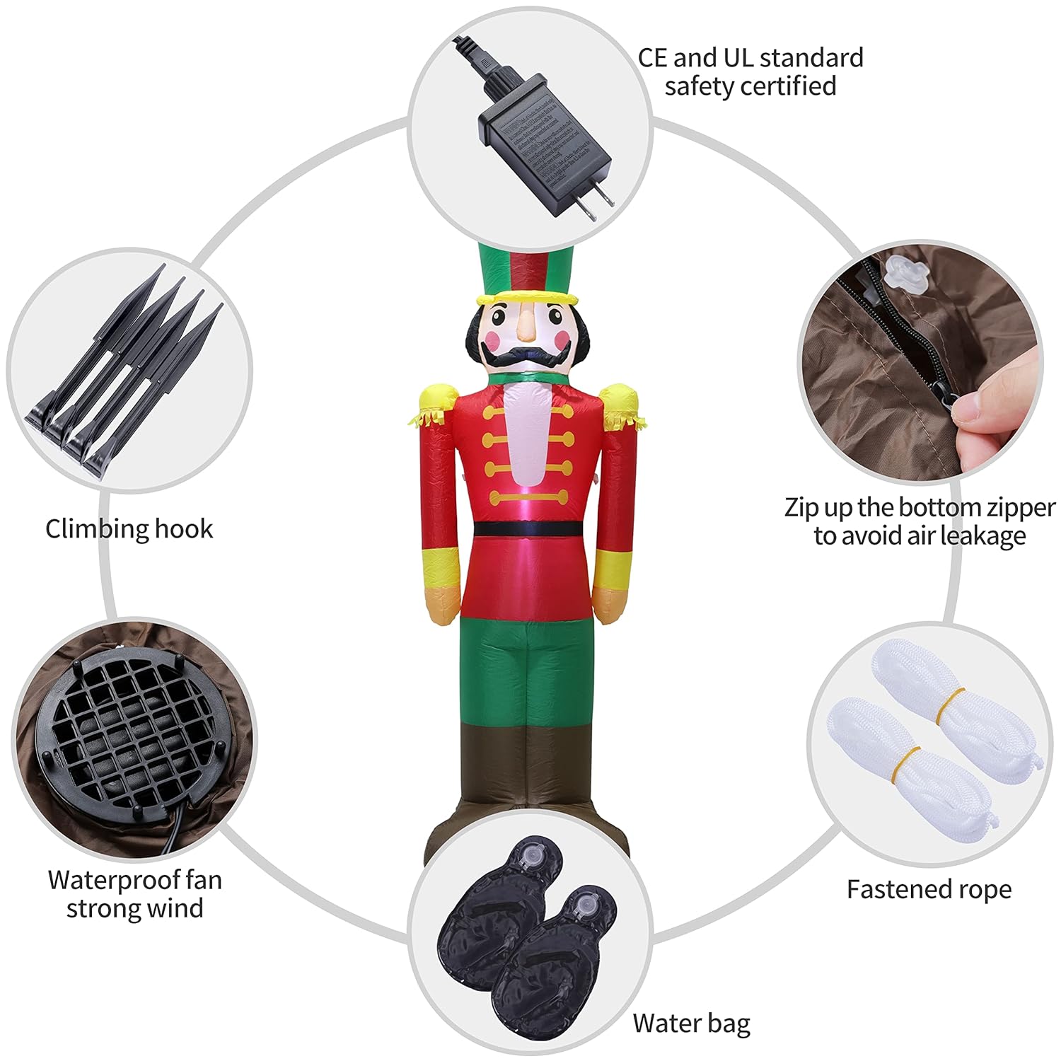 7 Ft Christmas Inflatable Nutcracker Soldier Blow Up With Build-In Led Lights, Cute Xmas Gift Box For Indoor, Outdoor, P