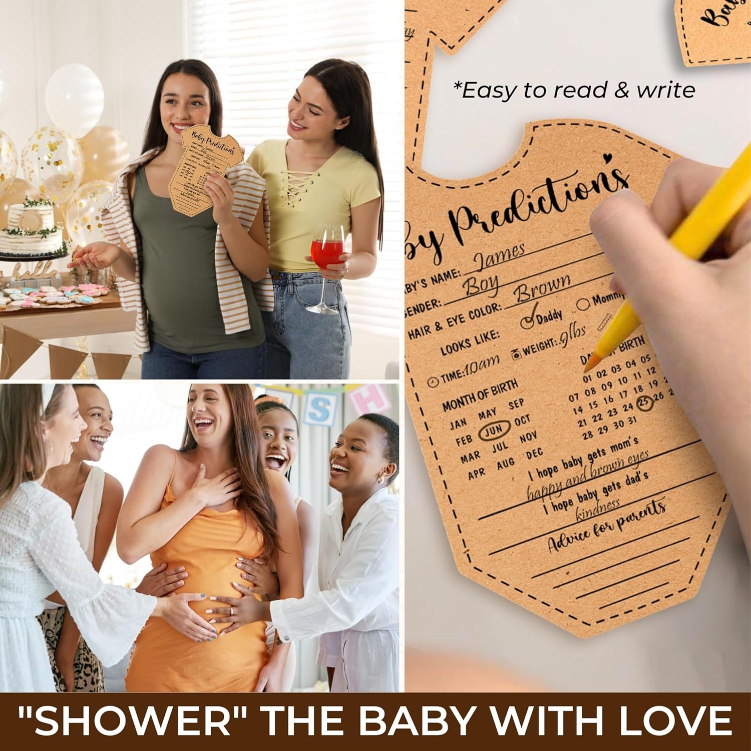 Baby Prediction And Advice Cards - Well Wishes Cards For Baby Shower Decorations Gender Neutral, Hilarious Babies Shower Games Activities
