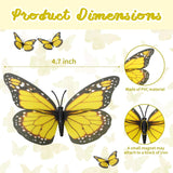 24 Pieces Yellow Monarch Butterfly Decorations Halloween Butterfly Wall Decor 4.7 Inch Artificial 3D Fake Butterflies Stickers For Crafts Halloween Floral Flower Arrangements Supplies