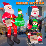 10Ft Christmas Inflatable Santa Claus Outdoor Decorations, Climbing Santa Inflatable Yard Decor With Elf & Built-In Leds