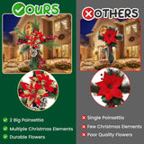 Christmas Cemetery Decorations For Grave 2 Pack Glitter Cemetery Flowers Cross Memorial Poinsettia Cross Stake Christmas Headstone Decor