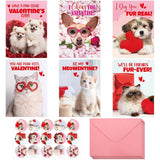 Treasure Cove Valentines Day Puppy Kitten Cards Dog Greeting Cards with Envelopes and Stickers for Kids Classroom Exchange Favors 12Pcs