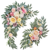 Faux Flowers Wedding Arch Flowers Kit(Pack Of 2) Wedding Welcome Sign For Wedding Decor Ceremony And Reception Backdrop Decoration (Dark Pink)