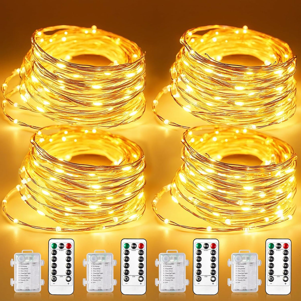 Fairy Lights Battery Operated, 33Ft 100 Led Twinkle Lights With Remote And Timer, 8 Modes Waterproof Lighting For Diy Be