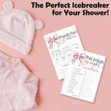 The Price Is Right & Predictions Advice Theme Baby Shower Game Activities-30 Pink Bow & Flowers Double-Sided Game Cards(5’’X7 ’’) For Boys & Girls-Gender Natural Decorations & Supplies-A05