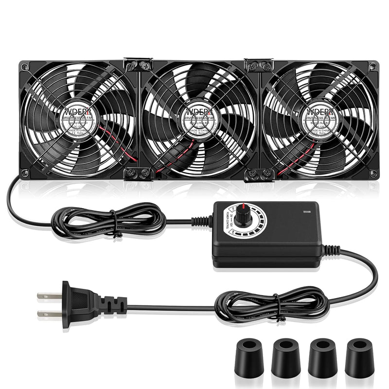 3 X 120Mm High Cfm 110V-240V Computer Pc Case Fan With Ac Plug For Cooling Cpu