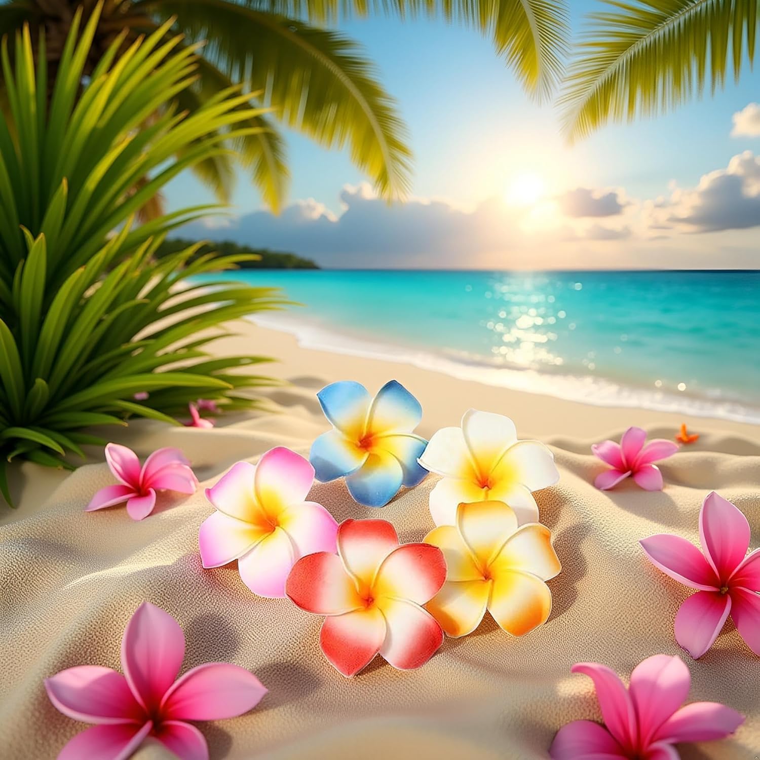 10Pcs Multicolor Hawaii Plumeria Flower Clips, Artificial Tropical Flower Hair Accessories For Wedding, Beach Party, Hair Clips And Barrettes, 1.97''
