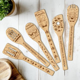 6Pcs Baking Gnome Wooden Kitchen Cooking Utensil Set, 11.9In Non Toxic Bamboo Wood Spoon Set For Cooking, Best Housewarming Birthday Thanksgiving Christmas Gift For Women Mother