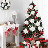 24 Pcs Christmas Glitter Poinsettia Flowers Christmas Tree Ornaments Artificial Christmas Flowers Decorations With Clips For Xmas Holiday Wedding Wreath Party Floral Decorations (White)
