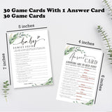 Baby Family Feud Baby Shower Game, 30 Greenery And White Game Cards For Girl Boy With 1 Answer Card, Gender Reveal Games, Baby Announcement,Party Favor & Supplies-B12