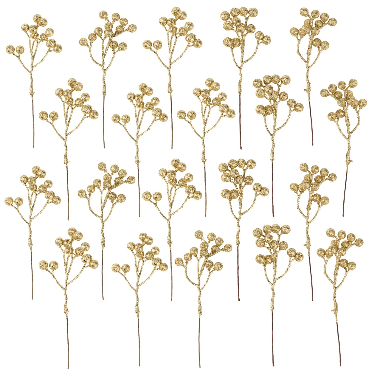 36 Pack Artificial Berry Stems 7 Inch Gold Holly Berry Picks For Christmas Tree Decoration Wreath Crafts Wedding Gift,Holiday Season,Winter Decor