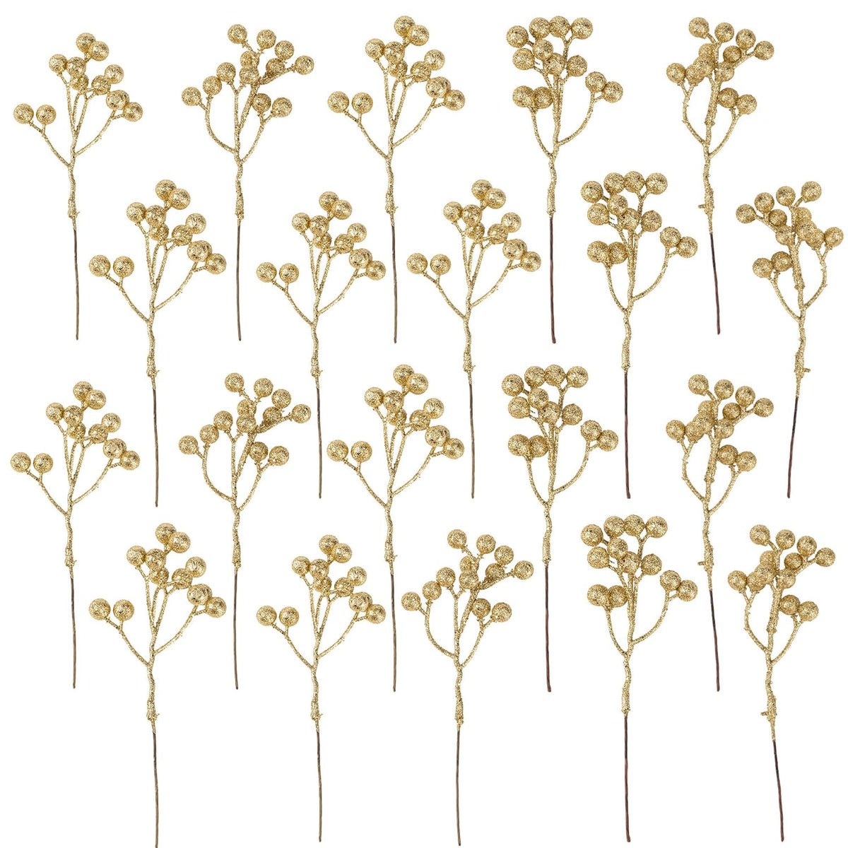 36 Pack Artificial Berry Stems 7 Inch Gold Holly Berry Picks For Christmas Tree Decoration Wreath Crafts Wedding Gift,Holiday Season,Winter Decor