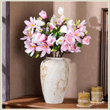 8 Pcs Artificial Magnolia Flowers Stem For Spring Decoration Faux Fake Flora Stems Beautiful Magnolia Office Hotel Home Decor Accent Pieces(Pink, White)