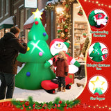 7 Ft Christmas Inflatable Snowboarding Snowman With Tree, Outdoor Yard Decoration With Built-In Led Lights, Blow Up Xmas