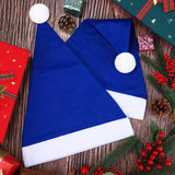 48 Pieces Christmas Blue Santa Hat For Adults With White Cuffs Santa Hats Bulk Non-Woven Christmas Caps For Christmas New Year Party Supplies