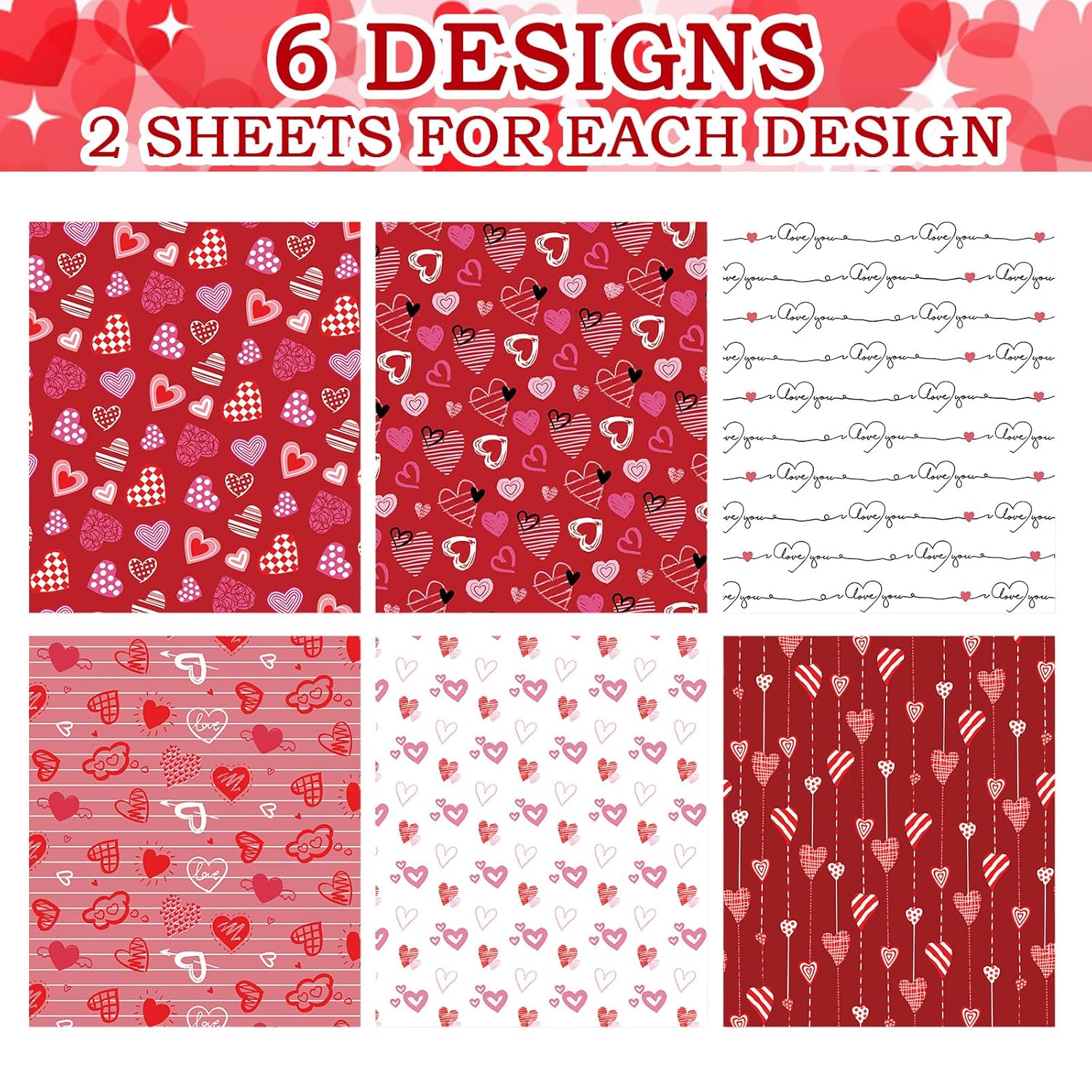 12 Sheets Love Wrapping Paper, Red White Heart Wrapping Paper, Gift Wrap Papers With Jute Twine Sticker For Anniversary Wedding Birthday Party Baby Shower Christmas Diy Crafts Gift Packing, 20 X 27 Inch