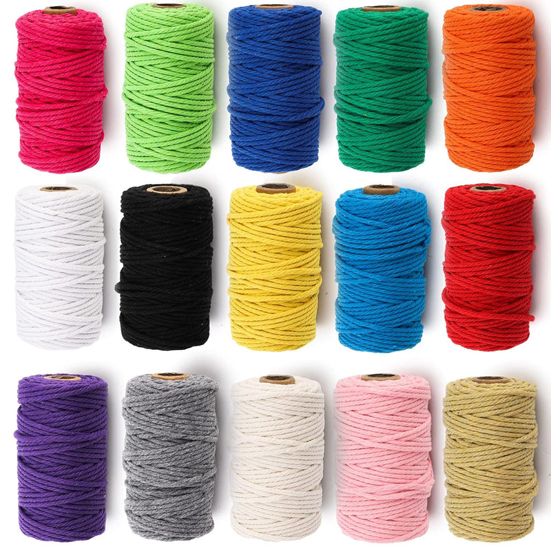 15 Rolls Macrame Cord, 3Mm X 480 Yards Natural Cotton Macrame Rope, 4-Strand T