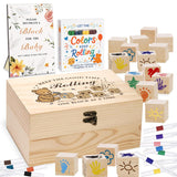 78 Pcs Baby Shower Games Sign Kit For Boys Girls, Wooden Box And Sign, Blank Wooden Blocks For Diy Drawing, Markers, Baby Shower Game For Gender Reveal Activity, Baby Shower Ideas Decorations, Bear B