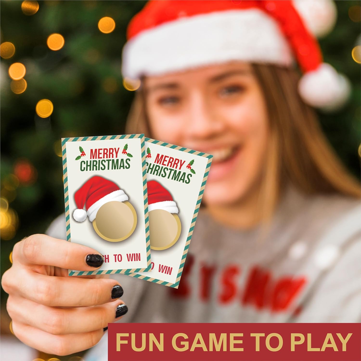 Merry Christmas Scratch Off Cards With Stickers - Santa Hat Scratch To Win Game Cards - 40Pcs Lottery Game Cards For Group Kids & Adult Prizes Activity - A08