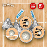 216 Sports Volleyball Kisses Stickers, Kisses Stickers For Birthday Party, Baby Shower, Wedding, Graduation, Or Any Family Event Decorations, Candy Not Included. Made In Usa