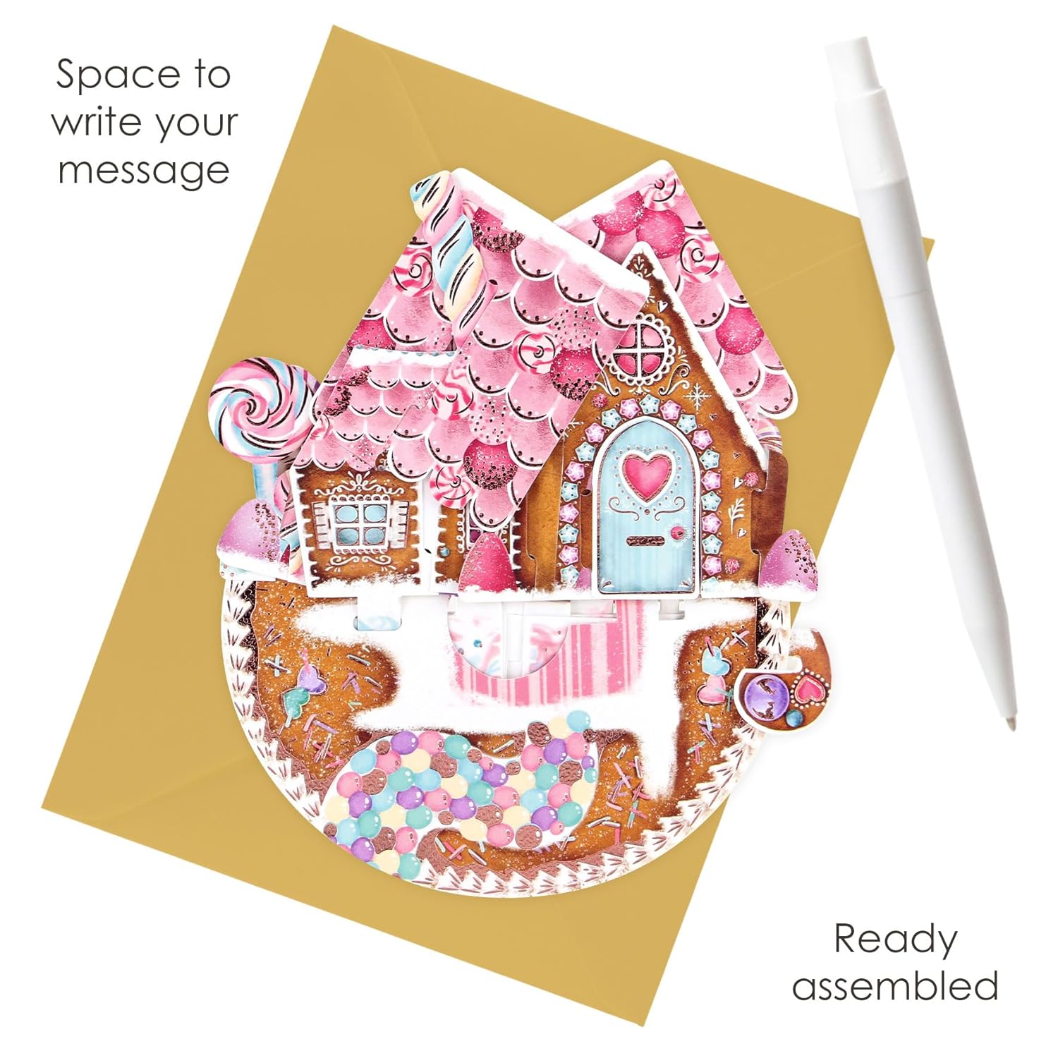 SANTORO Pirouette - 3D Pop Up Christmas Card - For Kids, For Adults (Gingerbread House)