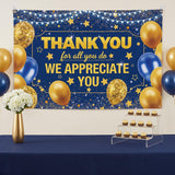 Thank You for All You Do Banner, Blue Gold Starry Thanksgiving Backdrop