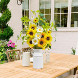 23.5" Faux Flowers In Vase, Silk Sunflower Artificial Flowers With Metal Pot Fake Sunflowers With Vase Flowers Arrangement Centerpieces For Table Kitchen Dining Living Room Home Spring Decor