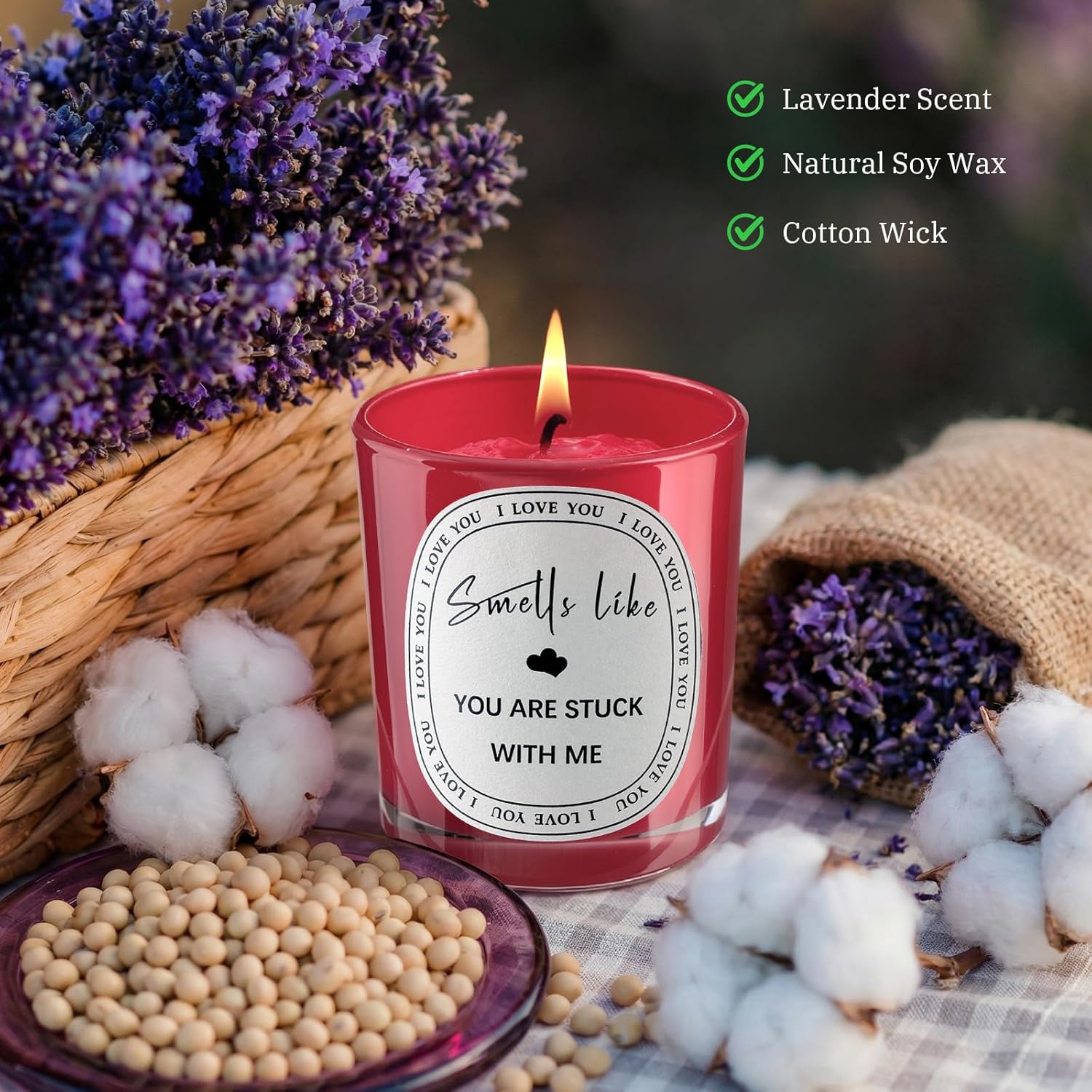 Gifts For Him Her Christmas, Anniversary, Birthday, Valentines Day, Just Because, You'Re Stuck With Me Candle Gifts For Boyfriend Girlfriend, I Love You Gift For Women Men, Funny Lavender Candle, 6 Oz