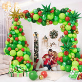 284Pcs Christmas Balloon Garland Arch Kit With Lime Green Dark Green Red Balloons Exploding Star Balloons For Christmas Party Decorations Supplies