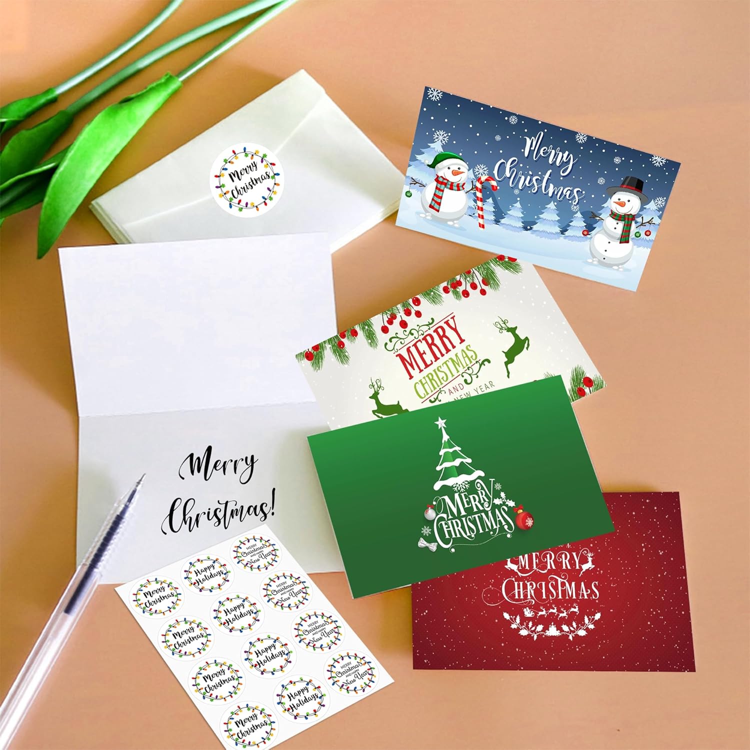 360Pcs Christmas Lights Stickers For Kids, New Year Envelopes Seals Stickers Gift Present Wrap Decoration, 1.5Inch