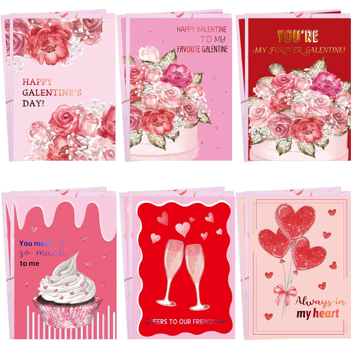 Valentines Cards With Envelopes 12 Galentine Day Cards Blank Inside Foil Embellishment