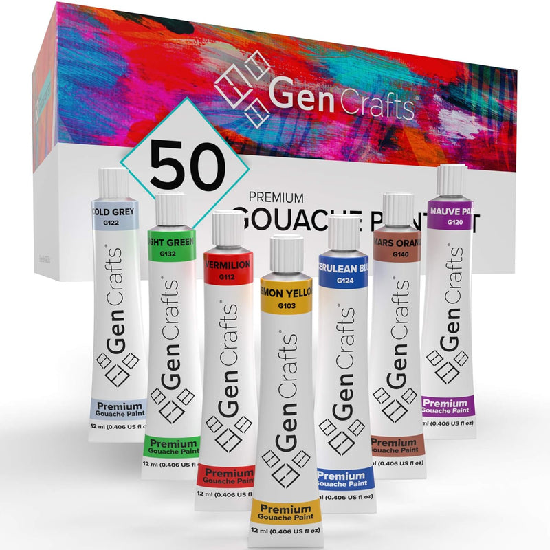 Gouache Paint - Set Of 50 Premium Vibrant Colors - (12 Ml, 0.406 Oz.) - Qualit