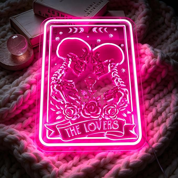 Skeleton Lover Neon Sign USB Powered LED Wall Decor Light for Room Decoration