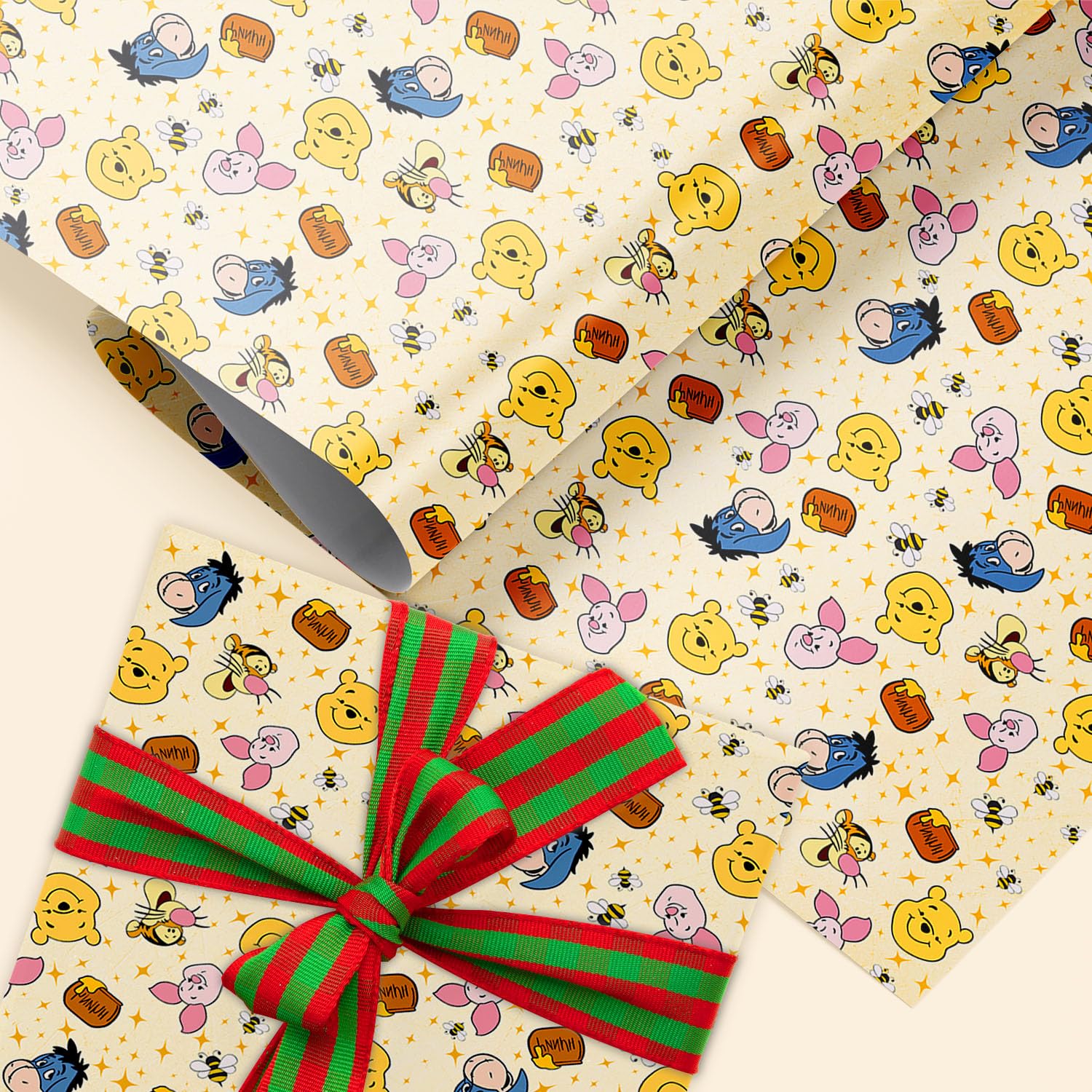 5 Pack Winnie Wrapping Paper For Baby Shower, Classic Bear Gift Wrap For Birthdays Decoration, Party Decorations, Supplies(27.5 X 19.6In)