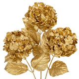 3Pcs Christmas Flowers Gold Artificial Hydrangea Flowers 26.8Inch Fake Hydrangea Flower Floral Arrangements Bouquets Xmas Faux Hydrangea Stems Wedding Party Centerpieces Christmas Home Decor
