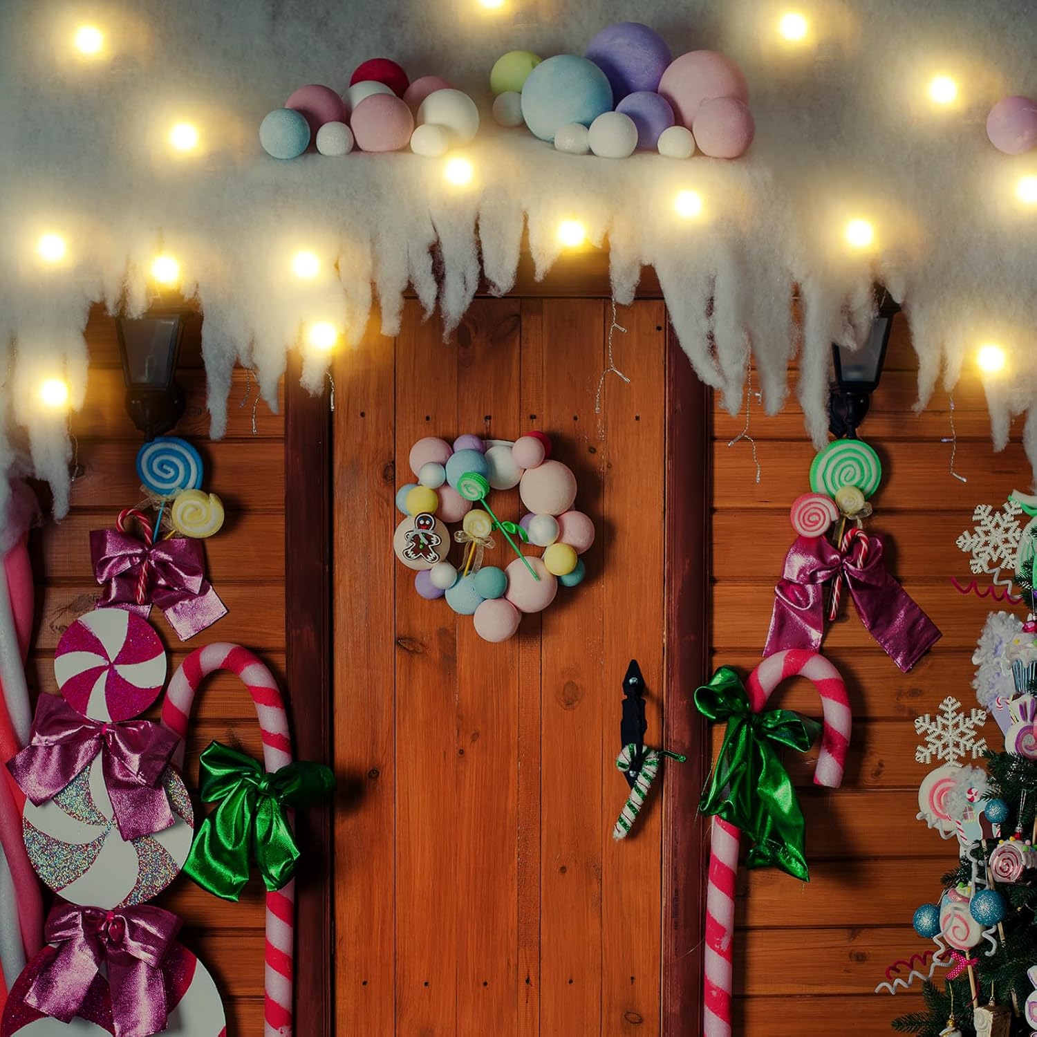 2 Set Christmas Icicle Fringe Decoration With Led Fairy Lights White Christmas Icicle Trim 47 X 14 Inch Fabric Icicle De