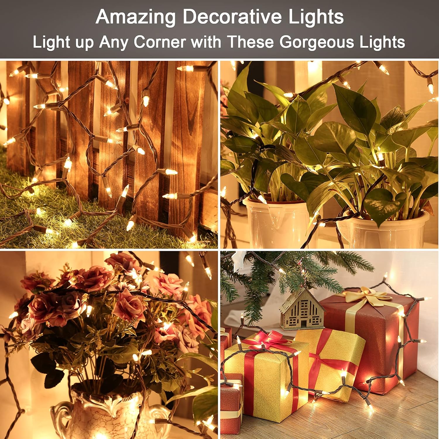 Clear Christmas Lights, 69.6Ft 300Ct Incandescent Christmas Lights, Connectable Outdoor Mini Tree Light Xmas Fairy Light
