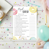 Donut Theme Baby Shower Games— Find The Guest Game — Pack Of 25 — Doughnut Baby Shower Activity, Icebreaker Party Games, Donut Guess Who Came To The Party, Couples Shower, Pink Blue Baby Sprinkle G850-Ftg