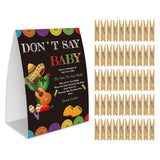 Don'T Say Baby Game For Baby Shower, 50 Wooden Clothespins And One Sign, Fiesta Taco Theme, Pins For Baby Shower Decorations, Gender Reveal Games, Baby Shower Supplies-Bb17