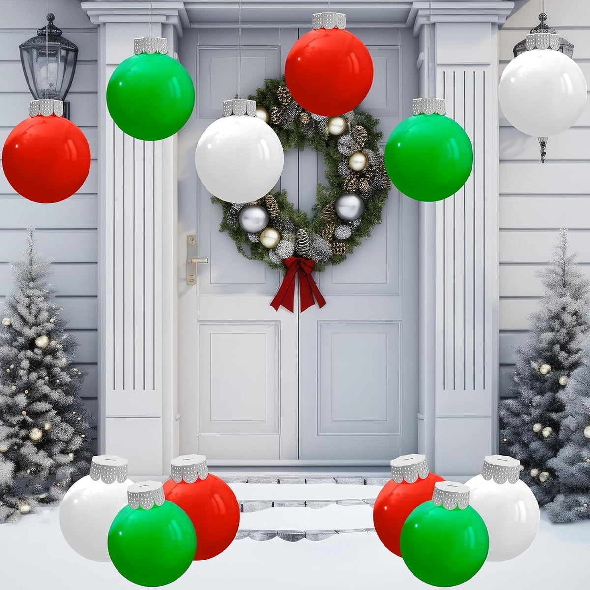 9 Pcs Outdoor Christmas Decorations, Large Inflatable Christmas Balls For Yards, Lawns, Porches, Gardens, Front Doors Or