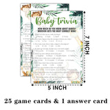 Woodland Baby Trivia Baby Shower Games, 25 Safari Animals Gender Neutral Cards With 1 Answer Card, Gender Reveal Party Game Set For Women, Men-A39